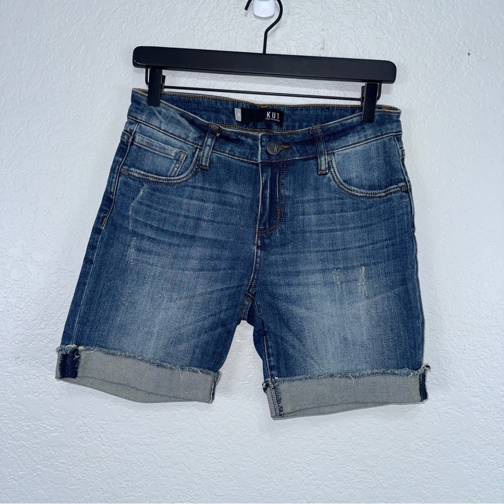 Kut from the Kloth Denim‎ Shorts 0 Catherine Boyfriend Cuff Faded Pockets #cc